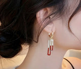 Gilded Geometric Drop Earrings