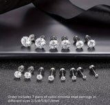 Radiance Stack 7 Pair Hypoallergenic CZ Stud Set