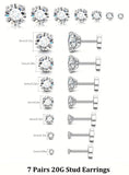 Radiance Stack 7 Pair Hypoallergenic CZ Stud Set