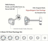 Radiance Stack 7 Pair Hypoallergenic CZ Stud Set