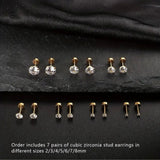 Radiance Stack 7 Pair Hypoallergenic CZ Stud Set