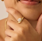 Radiance Teardrop Moissanite Ring 925 Sterling Silver or Gold Finish