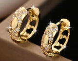 Gold Link Sparkle Huggie Hoop Earrings