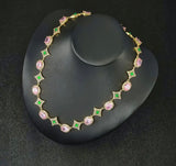 Emerald Blossom Pink Oval Necklace