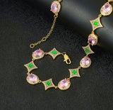 Emerald Blossom Pink Oval Necklace