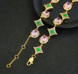 Emerald Blossom Pink Oval Necklace