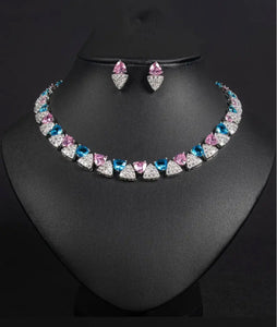 Radiance Duo Pink and Blue Sparkling Necklace Set