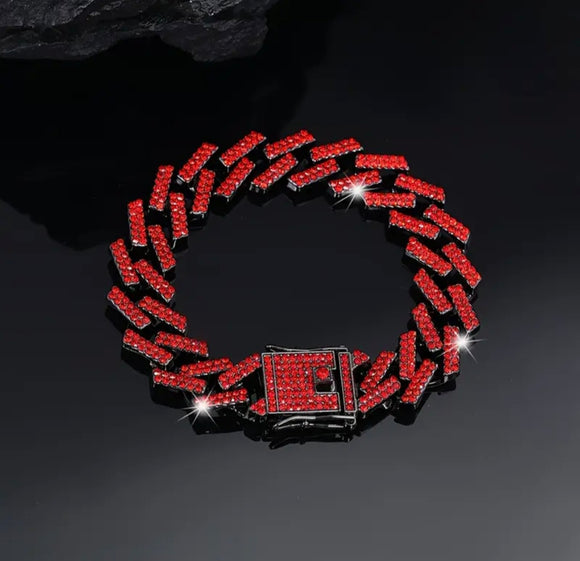 Crimson Ice Cuban Link Bracelet