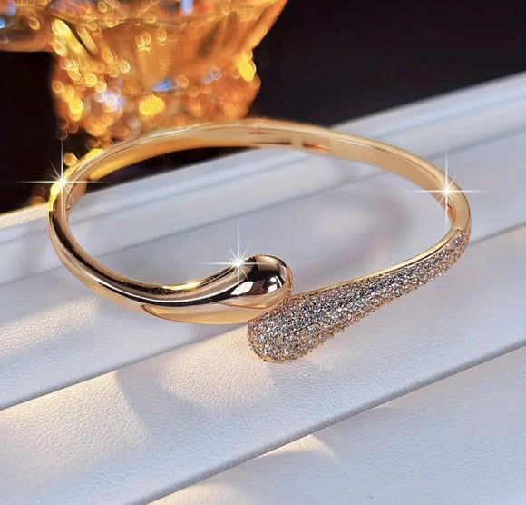 Teardrop Sparkle Bangle - Gold or Silver Finish