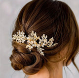 Elegant Floral Pearl and Crystal Hair Comb