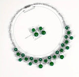 Emerald Bloom Crystal Necklace and Earrings Set