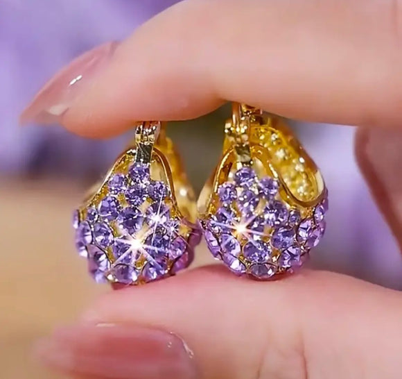 Radiant Amethyst Teardrop Hoop Earrings
