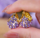 Radiant Amethyst Teardrop Hoop Earrings