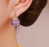 Radiant Amethyst Teardrop Hoop Earrings