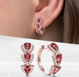Tri-Gem Sparkle Hoop Earrings