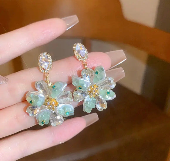 Crystal Bloom Drop Earrings