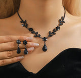 Midnight Bloom Necklace and Earrings Set