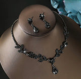 Midnight Bloom Necklace and Earrings Set