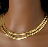 Golden Sleek Herringbone Necklace 6mm