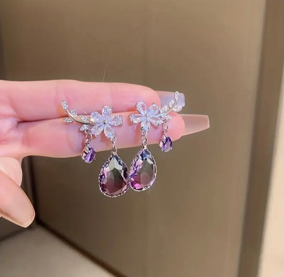 Amethyst Bloom Drop Earrings