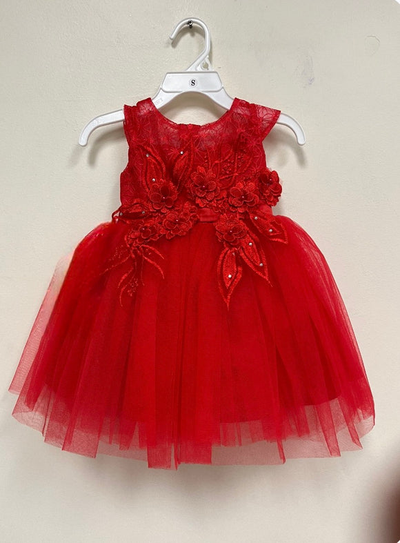 Illusion Neckline Dress With 3D Flowers and Lace Applique Bodice