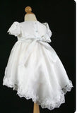 Baptism Dress With Organza Overlay and Lace Applique