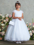 Girls Lace Cap Sleeve First Communion Dress