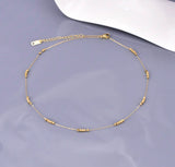 Minimal Beaded Chain Necklace – Adjustable Dainty Gold Necklace