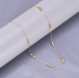 Minimal Beaded Chain Necklace – Adjustable Dainty Gold Necklace