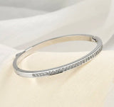 Crystal Elegance Bangle Bracelet – Slim Pavé CZ Stackable Cuff (Gold or Silver)
