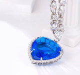 Sapphire Blue Heart Necklace - CZ Crystal Statement Jewelry