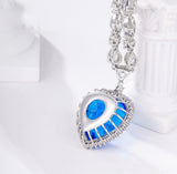 Sapphire Blue Heart Necklace - CZ Crystal Statement Jewelry
