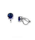 Sapphire Clip-On Earrings with 2 Carat 8mm CZ Solitaire