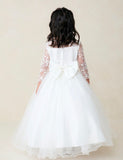 Girls Lace Dress With Sleeves and Tulle Skirt