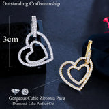 Double Heart Drop Earrings