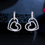 Double Heart Drop Earrings