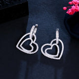 Double Heart Drop Earrings
