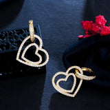 Double Heart Drop Earrings