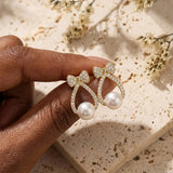 Pearl and Bow Drop Earrings