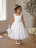 Dress with Gathered Tulle Bodice and Multi-Layer Tulle Skirt