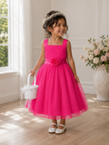 Dress with Gathered Tulle Bodice and Multi-Layer Tulle Skirt