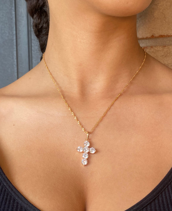Shine Bright Cross Necklace | CZ Crystals