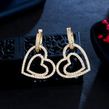 Double Heart Drop Earrings