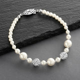 Ivory Pearl Bracelet with Rhinestone Fireballs