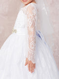 Long Sleeve Lace Communion Dress