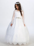 Long Sleeve Lace Communion Dress