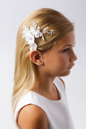 Floral Hair Accessory with Rhinestones and Alligator Clip