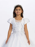 First Communion Dress with Silver Lace Applique