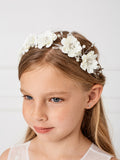 Silk Flower Headband with Rhinestones and Pearls