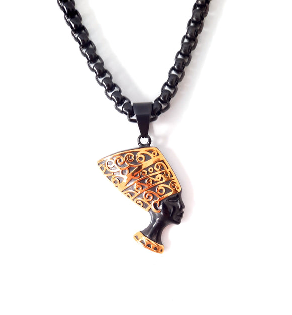 Nefertiti Pendant | Black + Gold